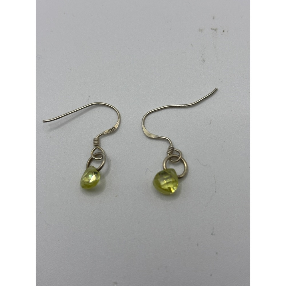 Unbranded Drop Earrings Womens OS Green Sterling Silver 925 Faceted Stone Dangle